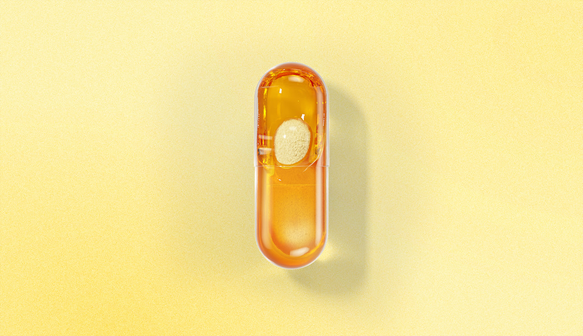 Ritual HyaCera™ capsule on a yellow background