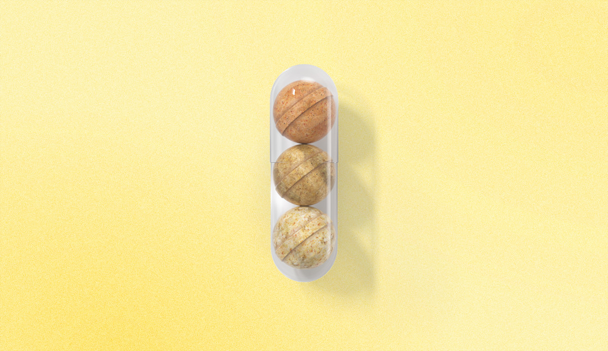 Capsule of Ritual Stress Relief on a yellow background